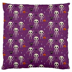 Background Halloween Pattern Pumpkin Skeleton Bat Standard Flano Cushion Case (two Sides) by Ravend