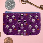 Background Halloween Pattern Pumpkin Skeleton Bat Large Coin Purse Front