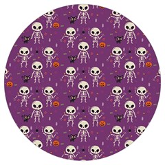 Background Halloween Pattern Pumpkin Skeleton Bat Round Trivet by Ravend