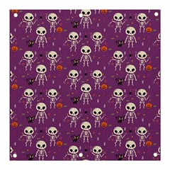 Background Halloween Pattern Pumpkin Skeleton Bat Banner And Sign 3  X 3  by Ravend