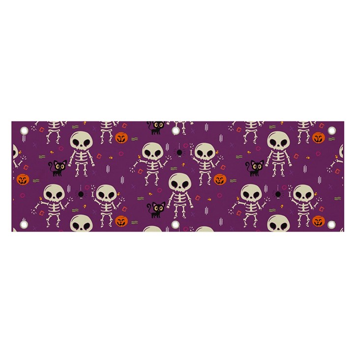 Background Halloween Pattern Pumpkin Skeleton Bat Banner and Sign 6  x 2 