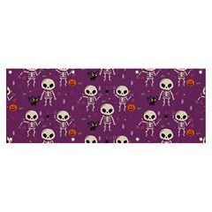 Background Halloween Pattern Pumpkin Skeleton Bat Banner And Sign 8  X 3  by Ravend