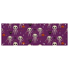 Background Halloween Pattern Pumpkin Skeleton Bat Banner And Sign 9  X 3  by Ravend