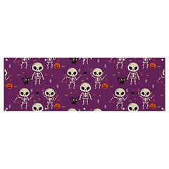 Background Halloween Pattern Pumpkin Skeleton Bat Banner And Sign 12  X 4  by Ravend