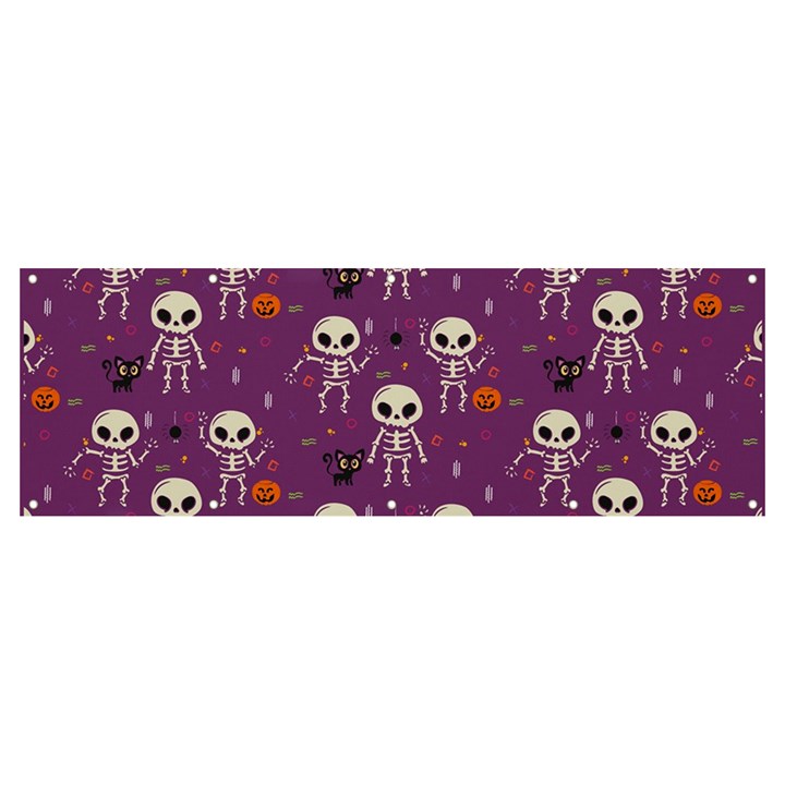 Background Halloween Pattern Pumpkin Skeleton Bat Banner and Sign 12  x 4 