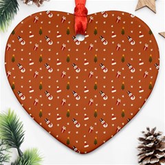 Christmas Snowman Christmas Background Gifts Winter Ornament (heart) by Ravend