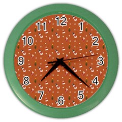 Christmas Snowman Christmas Background Gifts Winter Color Wall Clock by Ravend