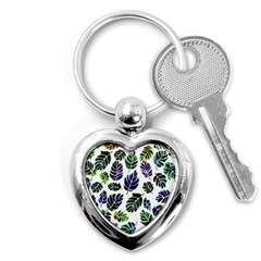 Leaves Watercolor Ornamental Decorative Design Key Chain (heart) by Ravend