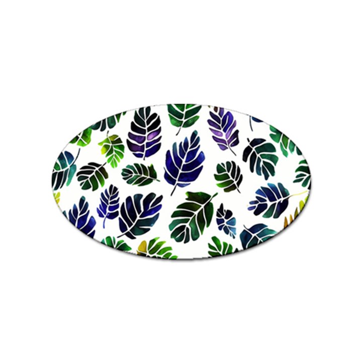 Leaves Watercolor Ornamental Decorative Design Sticker Oval (10 pack)