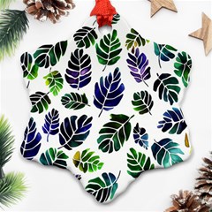 Leaves Watercolor Ornamental Decorative Design Snowflake Ornament (two Sides) by Ravend