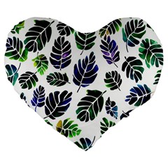 Leaves Watercolor Ornamental Decorative Design Large 19  Premium Heart Shape Cushions by Ravend