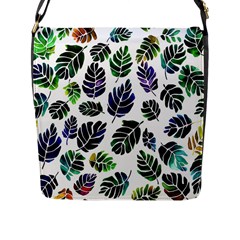 Leaves Watercolor Ornamental Decorative Design Flap Closure Messenger Bag (l) by Ravend