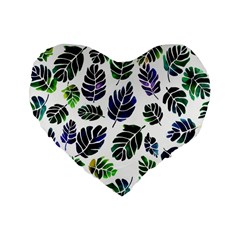 Leaves Watercolor Ornamental Decorative Design Standard 16  Premium Flano Heart Shape Cushions by Ravend