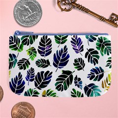 Leaves Watercolor Ornamental Decorative Design Large Coin Purse by Ravend