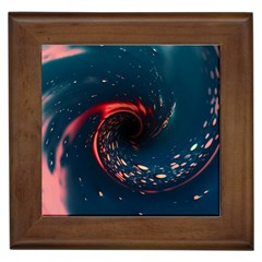 Fluid Swirl Spiral Twist Liquid Abstract Pattern Framed Tile by Ravend