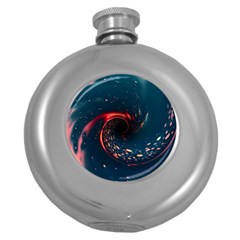 Fluid Swirl Spiral Twist Liquid Abstract Pattern Round Hip Flask (5 Oz) by Ravend