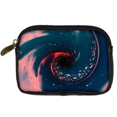 Fluid Swirl Spiral Twist Liquid Abstract Pattern Digital Camera Leather Case by Ravend