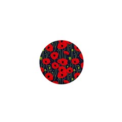 Background Poppies Flowers Seamless Ornamental 1  Mini Buttons by Ravend