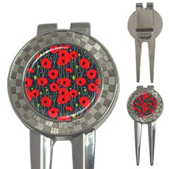 Background Poppies Flowers Seamless Ornamental 3-in-1 Golf Divots by Ravend