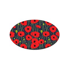 Background Poppies Flowers Seamless Ornamental Sticker (oval) by Ravend