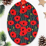 Background Poppies Flowers Seamless Ornamental Oval Ornament (Two Sides) Front