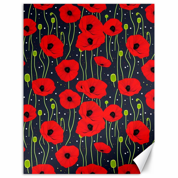 Background Poppies Flowers Seamless Ornamental Canvas 12  x 16 