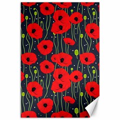 Background Poppies Flowers Seamless Ornamental Canvas 12  X 18 