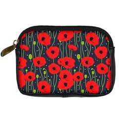 Background Poppies Flowers Seamless Ornamental Digital Camera Leather Case by Ravend