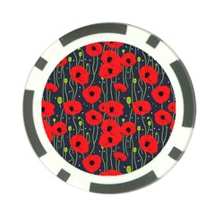 Background Poppies Flowers Seamless Ornamental Poker Chip Card Guard (10 Pack) by Ravend