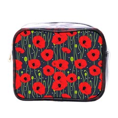 Background Poppies Flowers Seamless Ornamental Mini Toiletries Bag (one Side) by Ravend