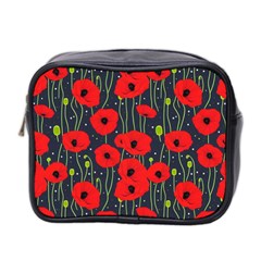 Background Poppies Flowers Seamless Ornamental Mini Toiletries Bag (two Sides) by Ravend