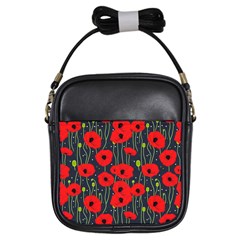 Background Poppies Flowers Seamless Ornamental Girls Sling Bag by Ravend