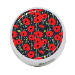 Background Poppies Flowers Seamless Ornamental 4-port Usb Hub (two Sides) by Ravend