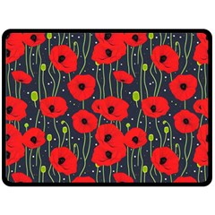 Background Poppies Flowers Seamless Ornamental Fleece Blanket (large) by Ravend