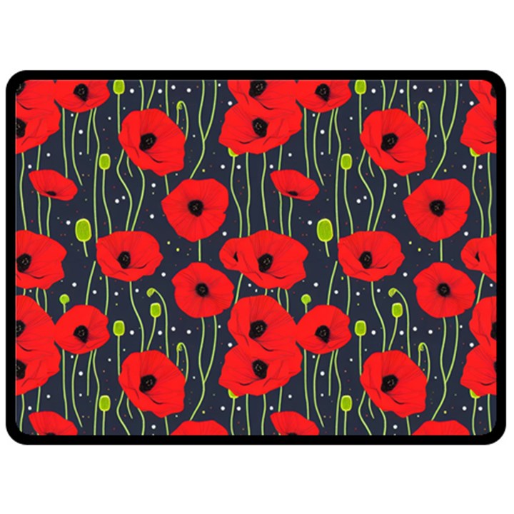 Background Poppies Flowers Seamless Ornamental Fleece Blanket (Large)