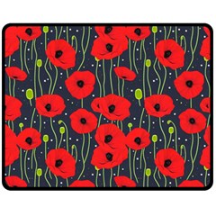 Background Poppies Flowers Seamless Ornamental Fleece Blanket (medium) by Ravend