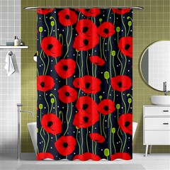 Background Poppies Flowers Seamless Ornamental Shower Curtain 48  X 72  (small)  by Ravend