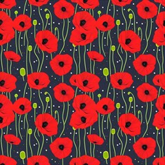 Background Poppies Flowers Seamless Ornamental Play Mat (square) by Ravend