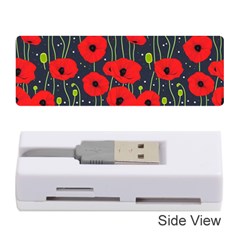 Background Poppies Flowers Seamless Ornamental Memory Card Reader (stick) by Ravend