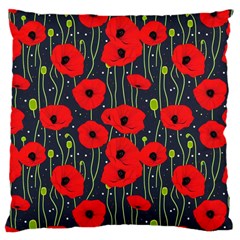 Background Poppies Flowers Seamless Ornamental Large Cushion Case (one Side) by Ravend