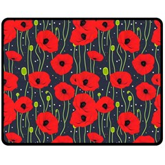 Background Poppies Flowers Seamless Ornamental Double Sided Fleece Blanket (medium) by Ravend