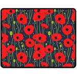 Background Poppies Flowers Seamless Ornamental Double Sided Fleece Blanket (Medium) 58.8 x47.4  Blanket Front