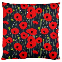 Background Poppies Flowers Seamless Ornamental Large Flano Cushion Case (one Side) by Ravend