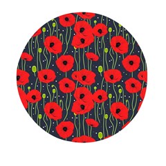 Background Poppies Flowers Seamless Ornamental Mini Round Pill Box by Ravend