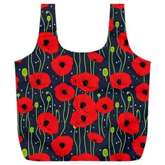 Background Poppies Flowers Seamless Ornamental Full Print Recycle Bag (xxl) by Ravend