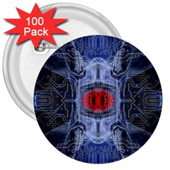 Art Robot Artificial Intelligence Technology 3  Buttons (100 Pack)  by Ravend