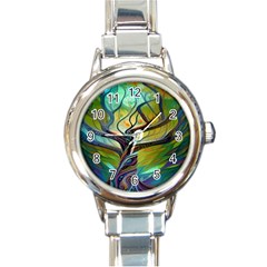 Tree Magical Colorful Abstract Metaphysical Round Italian Charm Watch by Ravend