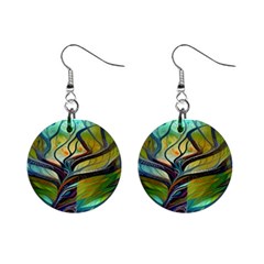 Tree Magical Colorful Abstract Metaphysical Mini Button Earrings by Ravend