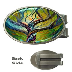 Tree Magical Colorful Abstract Metaphysical Money Clips (oval)  by Ravend