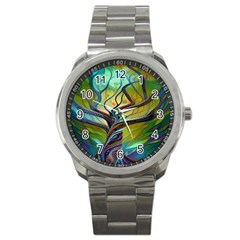 Tree Magical Colorful Abstract Metaphysical Sport Metal Watch by Ravend